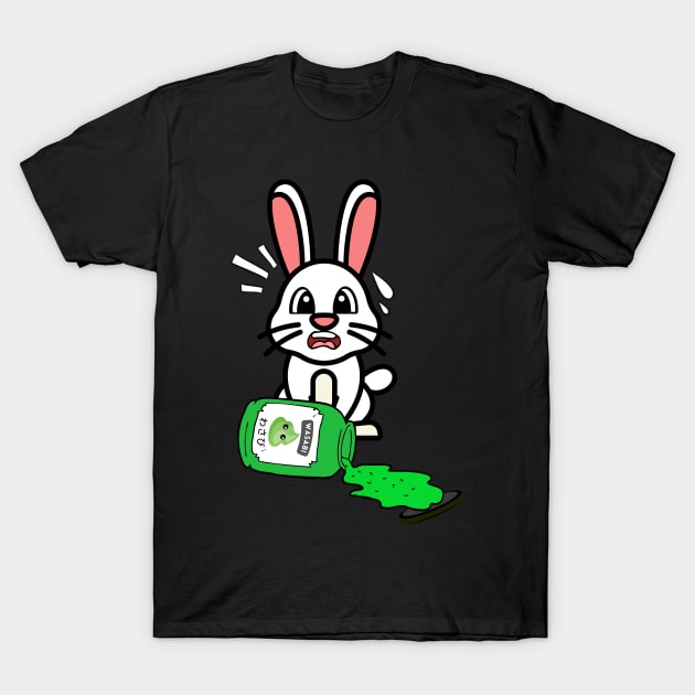 Cute Bunny Spills a jar of wasabi sauce T-Shirt by Pet Station